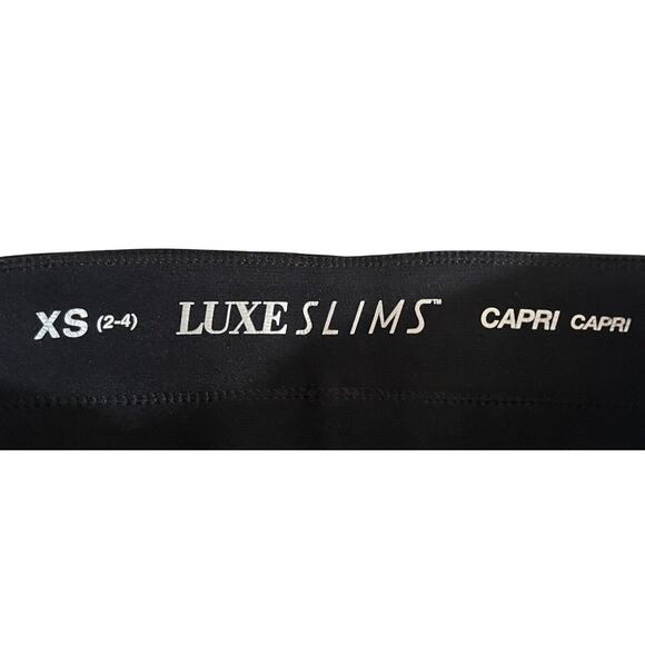 NYGARD LUXE SLIMS Capri Pants Size XS (2-4) Black Plaid Trim Stretch Pull-On EUC - Picture 7 of 7